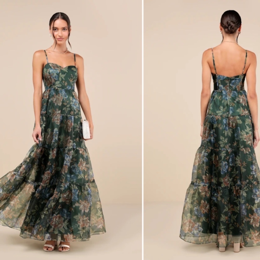 LULU's Floral Sexy Flowy Prom Wedding Chic Elegant Party Garden HOlidays Maxi